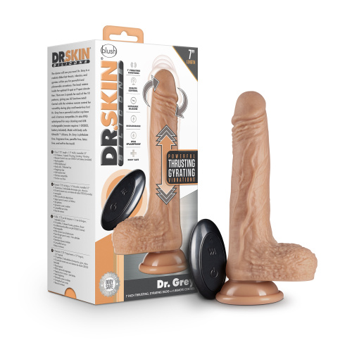 Dr. Skin Silicone - Dr. Grey - 7 Inch Thrusting  Dildo - Vanilla  3