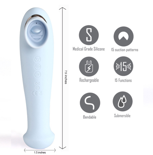 Destiny 15-Function Rechargeable Vibrating - Suction Wand - Blue  3