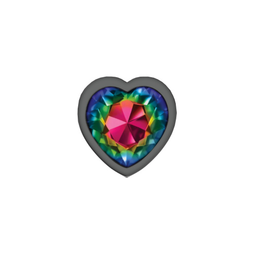 Rainbow Heart Gem Gunmetal Metal Plug - Sm  3