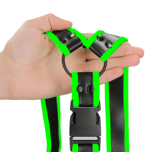 Bonded Leather Buckle Harness - Large/xlarge - Glow in the Dark  4