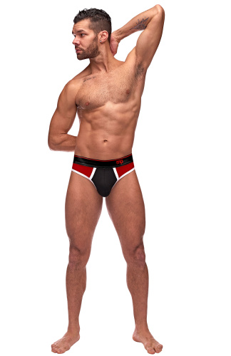Retro Sport Panel Thong - L/ XL  - Red/ Black  3