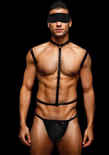 Envy 3 Pc Wet Look Chest Harness - Medium/large - Black  2
