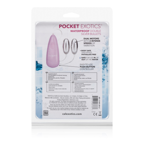 Pocket Exotics Waterproof Double Silver Bullets -  Pink  2