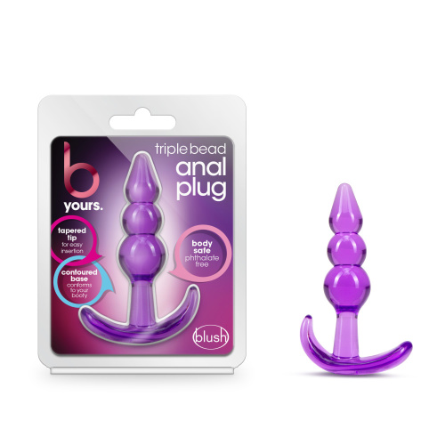 B Yours - Triple Bead Anal Plug - Purple  2