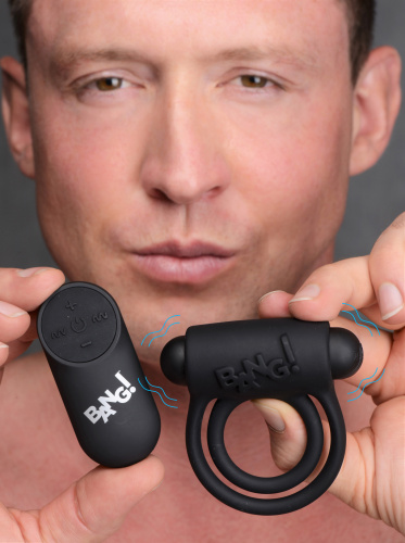 Bang - Silicone Cock Ring and Bullet With Remote  Control - Black  3