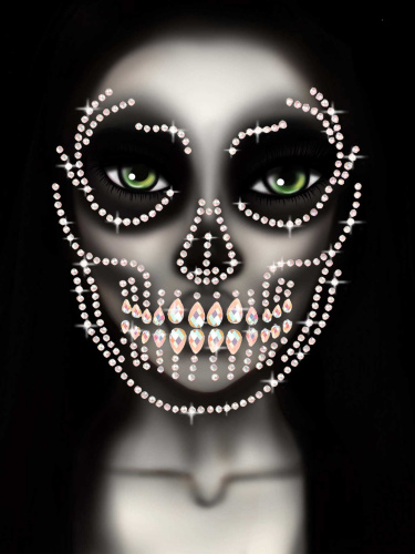 Glow in the Dark Skull Face Jewels Sticker  2