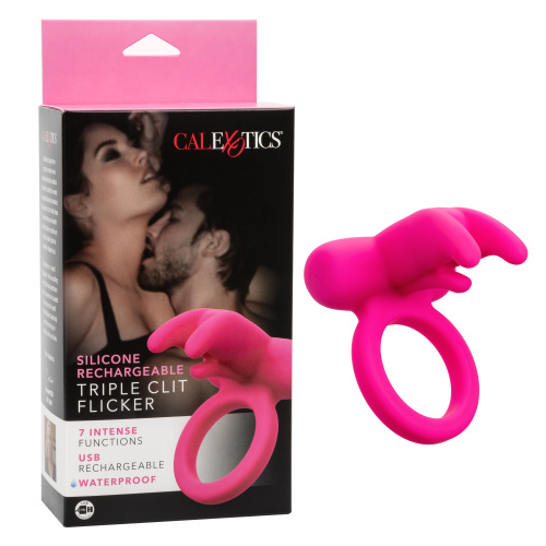 SILICONE RECHARGEABLE TRIPLE CLIT FLICKER  4