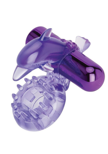 Bodywand Rechargeable Dolphin Ring With Ticklers - Purple  3