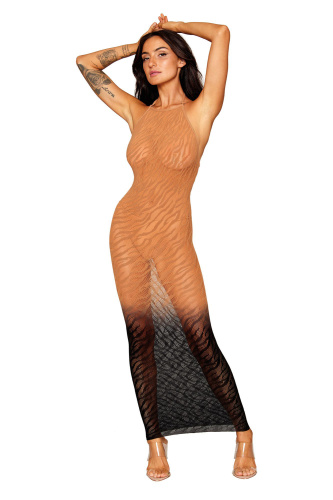 Bodystocking Gown - One Size - Black/copper  2