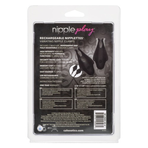 Nipple Play Rechargeable Nipplettes - Black  2