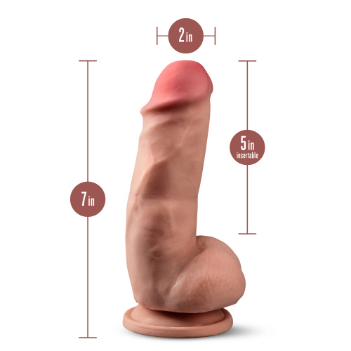Dr. Skin Plus - 7 Inch Girthy Posable Dildo With  Balls - Mocha  2