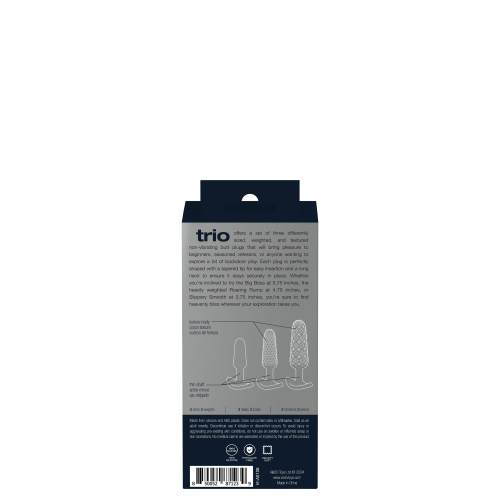 Trio Non-Vibrating Butt Plug Set - Blue  5