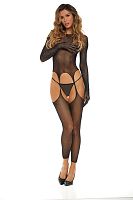 Bring It Over Bodystocking - One Size - Black