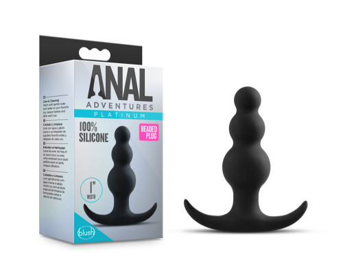 Anal Adventures Platinum - Beaded Plug - Black  3