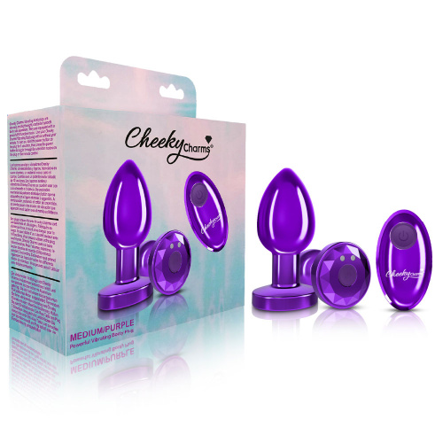 Vibrating Purple Metal Remote Plug - Medium  3
