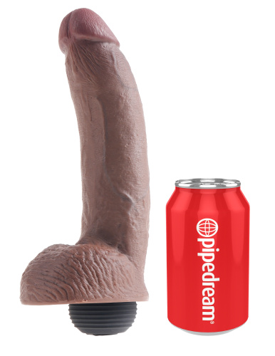 King Cock 9 Inch Squirting Cock With Balls - Brown  3