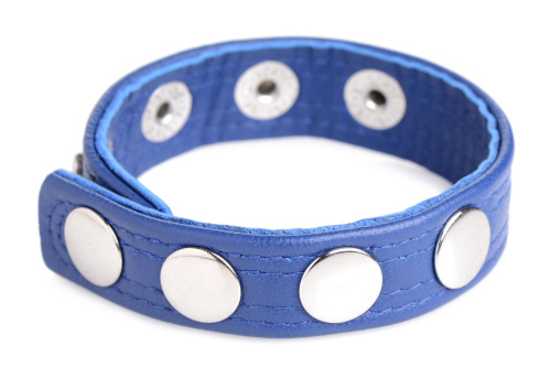 Cock Gear Leather Speed Snap Cock Ring - Blue  3