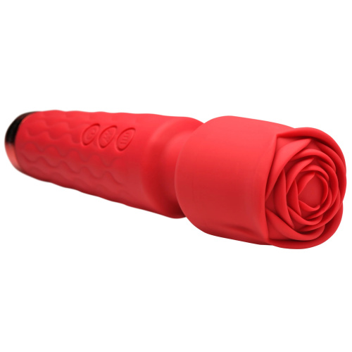Pleasure Rose 10x Silicone Wand With Rose Attachment - Red  2