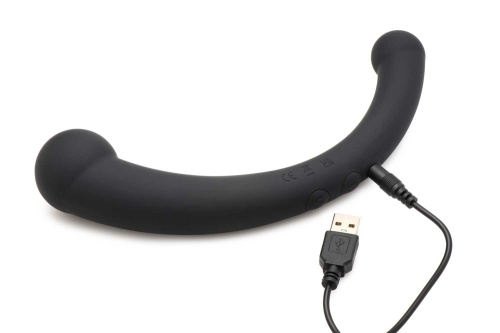 10x Vibra-Crescent Silicone Dual Ended Dildo - Black  4
