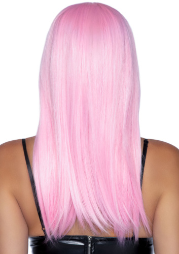 24 Inch Long Straight Bang Wig Pink  2