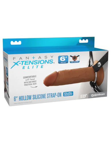 Fantasy X-Tensions Elite 6" Silicone Hollow Strap Dual Density Brown  2