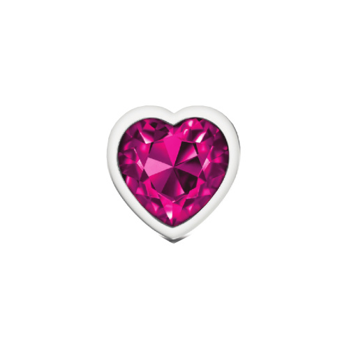 Cheeky Charms-Silver Metal Butt Plug- Heart-Bright Pink-Medium  3