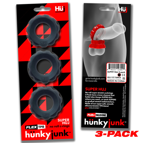Super Huj - 3-Pack Cockrings - Tar Ice  3