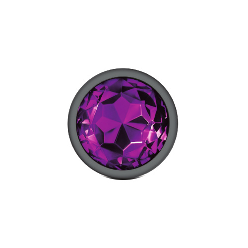 Purple Round Gem Gunmetal Metal Plug - Lg  3