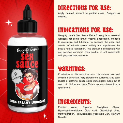 Naughty Jane's Sex Sauce Extra Creamy Lubricant 8 Oz  4