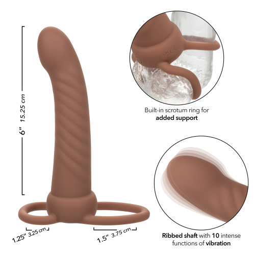 Performance Maxx Rechargeable Ribbed Dual  Penetrator - Brown  5