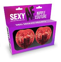 Sexy Af Nipple Couture Red Sequin Hearts