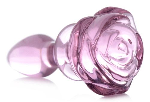Pink Rose Glass Anal Plug - Small  4