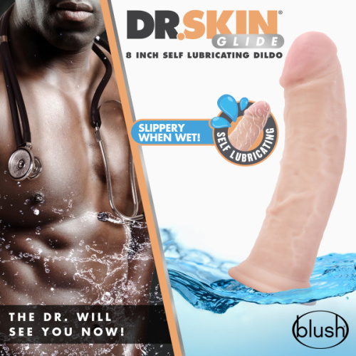 Dr. Skin Glide - 8 Inch Self Lubricating Dildo - Vanilla  4