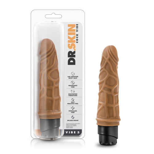 Dr. Skin - Cock Vibe 3 - 7.25 Inch Vibrating Cock - Mocha  2