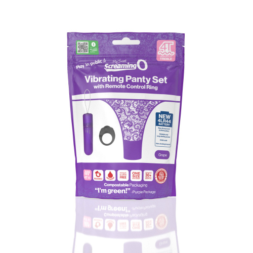Screaming O 4t - Vibrating Panty Set With Remote  Control Ring - Grape  4