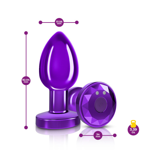 Vibrating Purple Metal Remote Plug - Medium  4