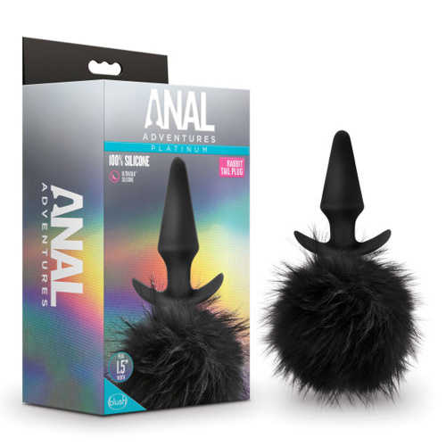 Anal Adventures - Platinum - Rabbit Tail  Plug -  Black  5