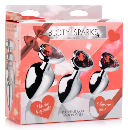 Red Heart Gem Anal Plug Set  5