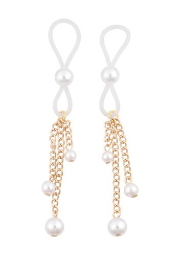Pearl Nipple Ties - Gold/white  4