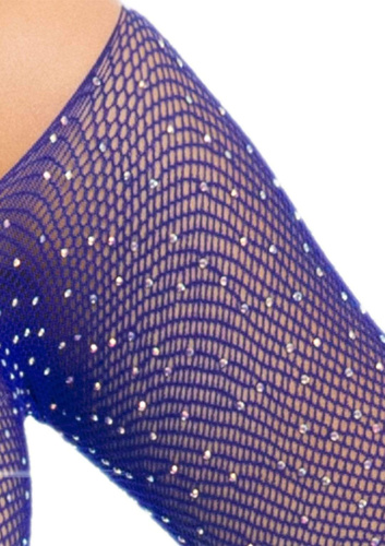 Rhinestone Snap Crotch Bodysuit - One Size - Royal Blue  3