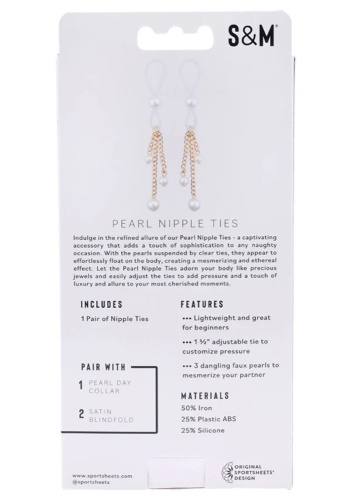 Pearl Nipple Ties - Gold/white  3