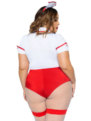 Plus Nurse Feelgood Sexy Costume - 3x/4x - White / Red  2