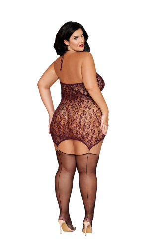 Garter Slip Dmnd - Queen Size - Cherry Lacquer  2