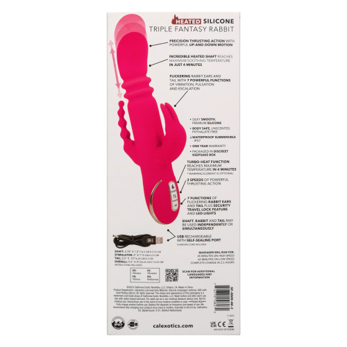 Jack Rabbit Signature Heated Silicone Triple Fantasy Rabbit - Pink  2