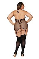 Garter Slip Teddy - Queen Size - Black