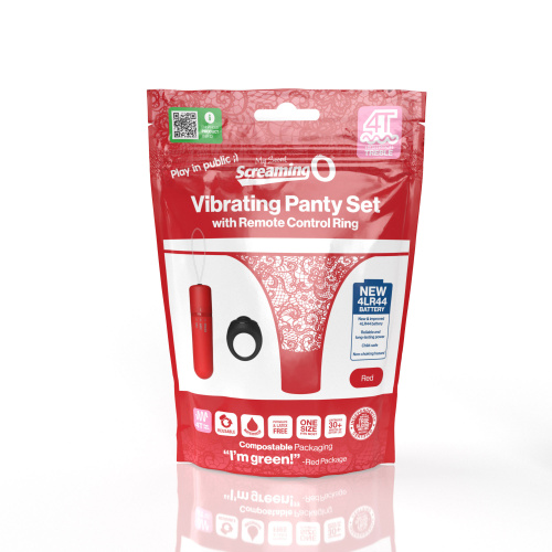 Screaming O 4t - Vibrating Panty Set With Remote  Control Ring - Red  4