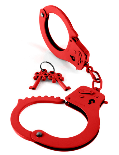 Fetish Fantasy Series Metal Handcuffs - Red  4