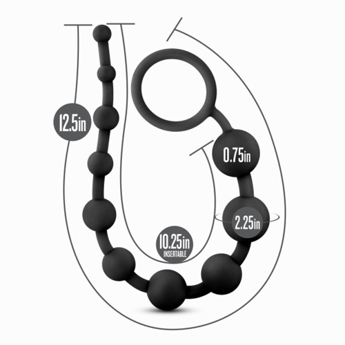Anal Adventures - Platinum - Silicone 10 Anal   Beads - Black  2