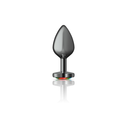 Rainbow Heart Gem Gunmetal Metal Plug - Md  4