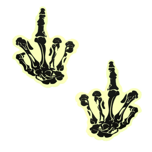 Fuck You Glow in the Dark Skeleton Hand Nipple  Cover Pasties  2
